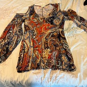 VENUS Multicolor Paisley Cold Shoulder Blouse